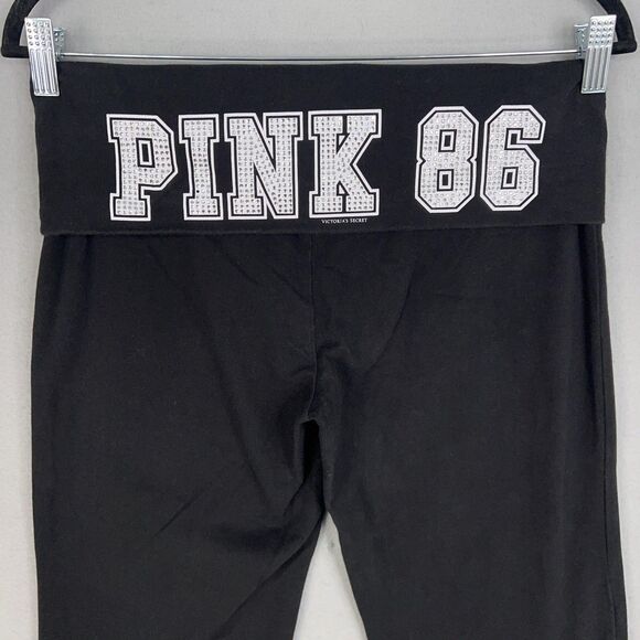 Victorias Secret PINK Pants Women Large Fold Over Yoga Capri Rhinestone 90s Y2K - Picture 6 of 16